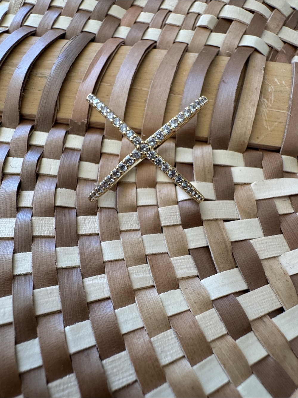 Gold Crystal Cross X Ring - Women Accessories